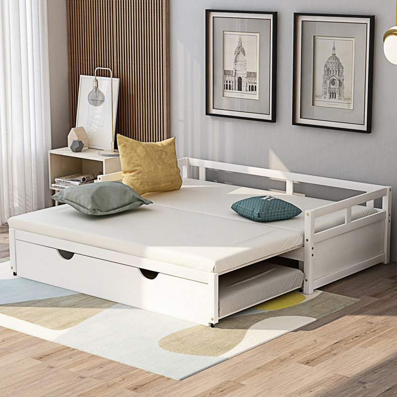 Lit de jour extensible avec couchette, White