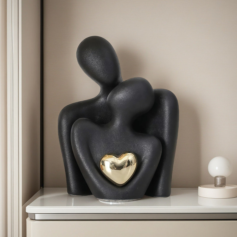 Mini statue de couple en céramique, Black