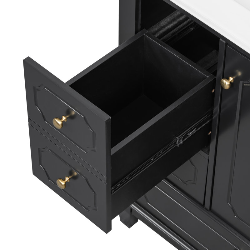 Meuble-lavabo 30 po avec comptoir en céramique, Noir