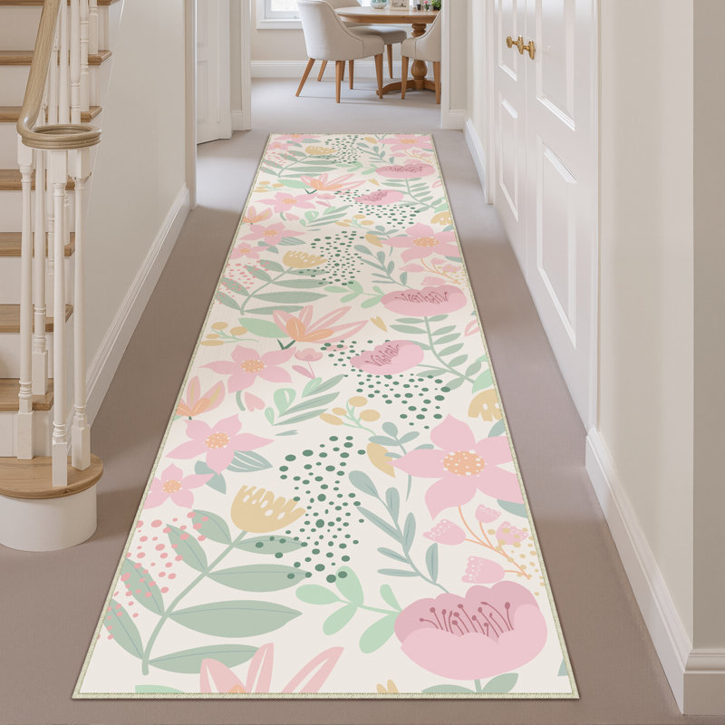  Tapis cerise lavable à la machine avec envers antidérapant, Tapis de couloir 2 pi x 8 pi