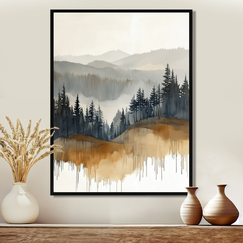 Muskell V - Toile encadrée « Montagnes de la Marine », H 40 po x l 30 po, Cadre flottant noir