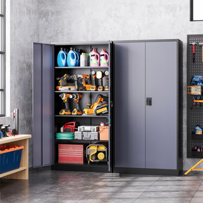 Armoire de rangement en métal avec porte verrouillable, étagères réglables en acier pour bureau, maison