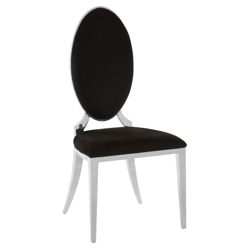 Florissant 44cm H Velvet Upholstered King Louis Back Side Chair in Black