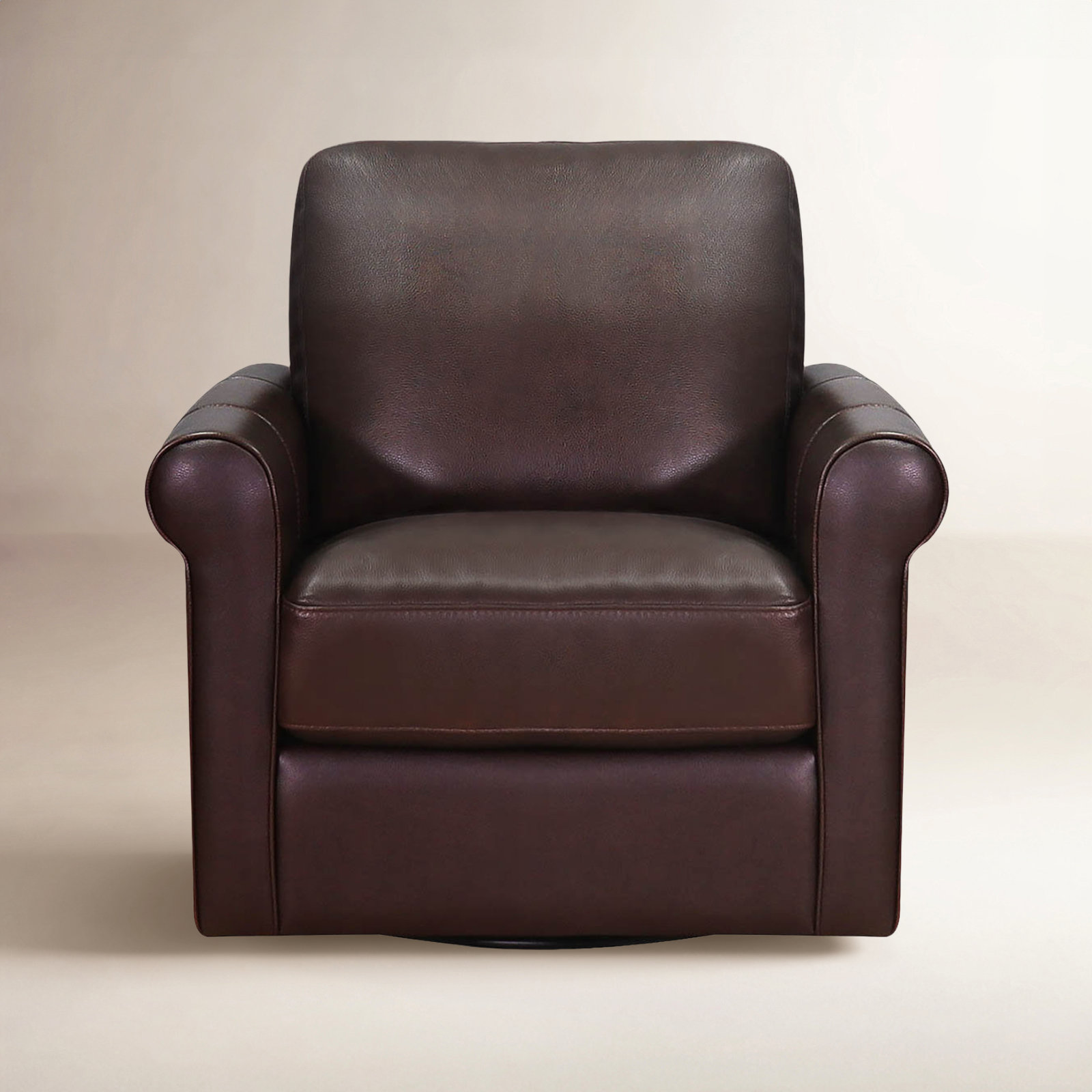 Mayoworth Top Grain Leather Swivel Chair, Brookfield Pirouette Dark Espresso Genuine Leather