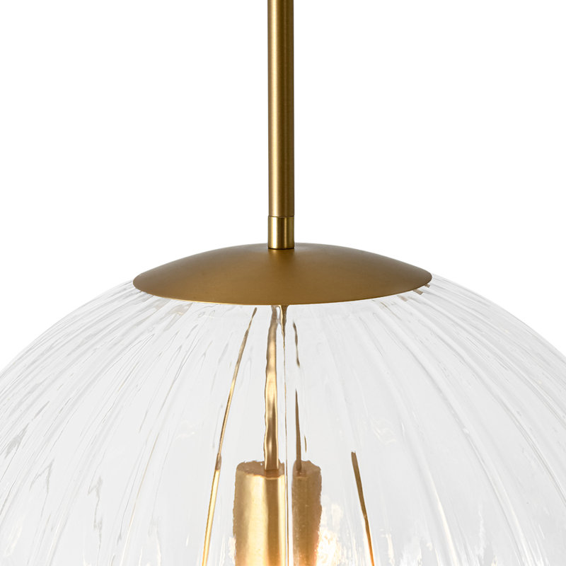 Luminaire suspendu sphérique en verre 1 lumière, Doré