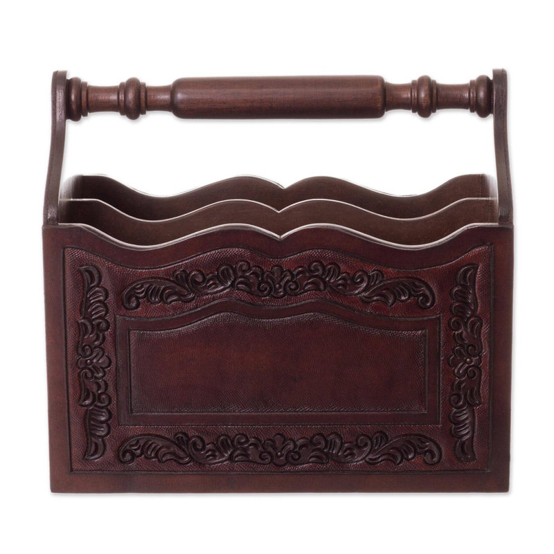 Porte-revues en cuir et en bois Sheena colonial Reader