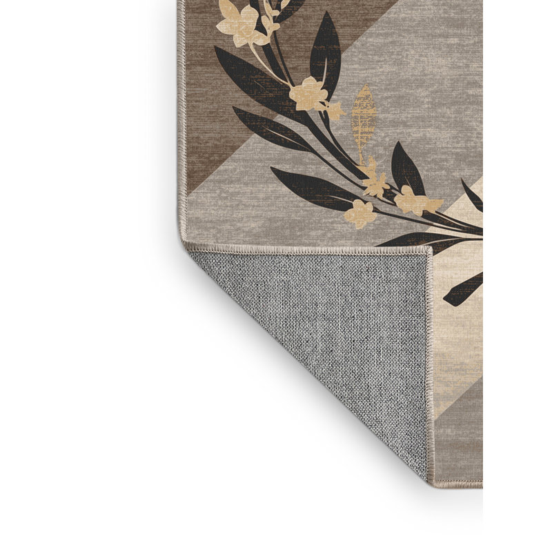 Tapis lavable à la machine à motif de couronne classique Laurel Wreath, 7 x 9