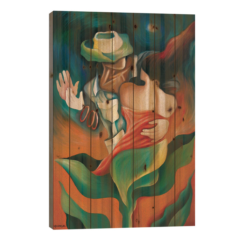 «First Dance On Wood» par Dixie Miguez, H 40 po x l 26 po x P 1,5 po