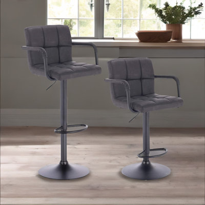 Avalisse Swivel Upholstered and Faux Leather Adjustable Height Bar Stool