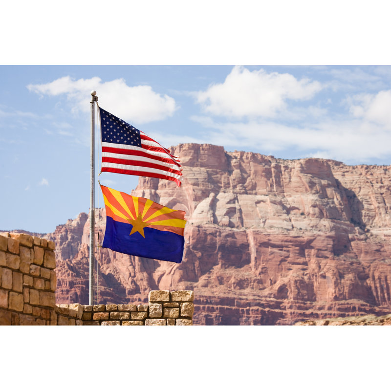 Keyaun " Flag USA And Arizona ", 32" H x 48" W x 1.25" D