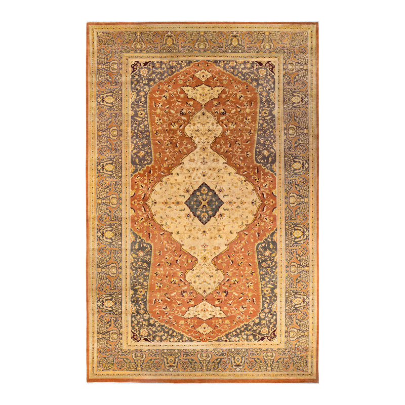 Tapis unique noué à la main brun de 10 pi 2 po x 16 pi 4 po Keenan