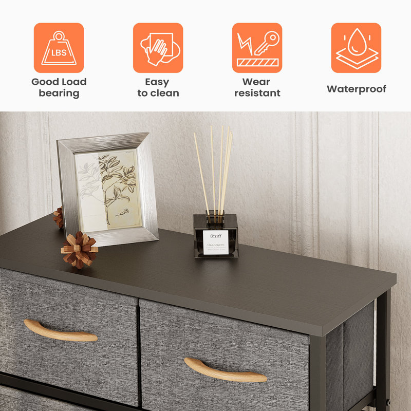 Kirklan 7 Drawer Storage Drawer, Gray/Black, Gray/Black