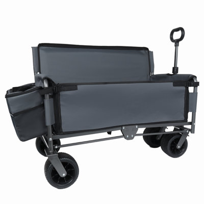 Chariot pliable 3-en-1 avec banquette et rangement - Protégé par un brevet, 500 lb, capacité de 180 l, roues tout-terrain avec 1 sac de glace pour le camping, la plage, les sports et le jardin