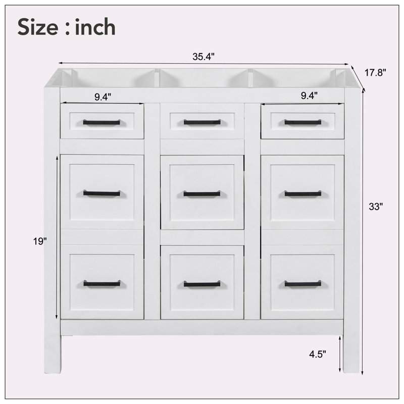35.40'' Single Bathroom Vanity Base Only