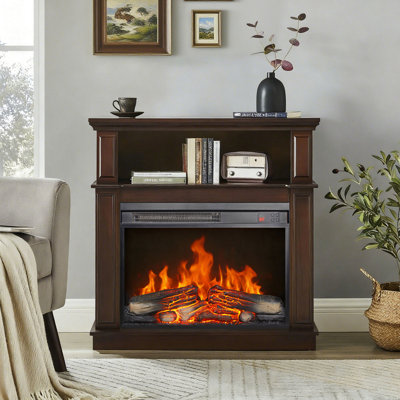 Electric Fireplace Insert, 23 Inch, Ultra Thin Heater, Realistic Flame, Log , Remote Control, Timer, Overheating Protection, 1400W Heat, 5000 'S Per Hour, 11 Temperature Settings, 50000 Hours Led