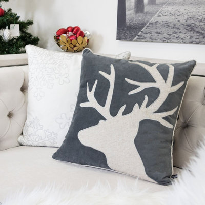 Coussin décoratif en velours Holiday Reindeer 20X20 - avec insert