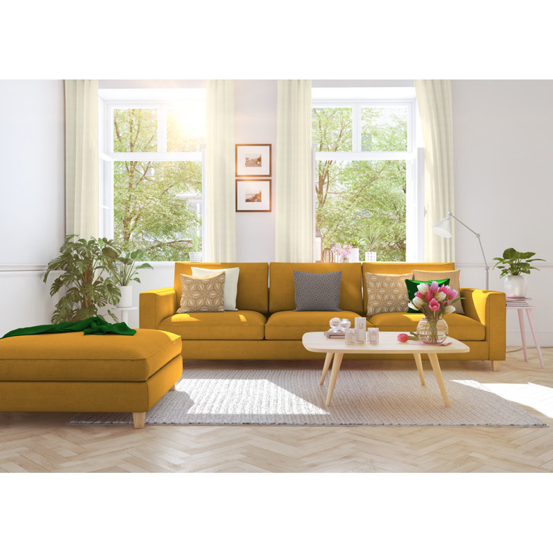 Wybrone Urban Cactus Eyelet Opaque Curtain, 145 W x 245 D cm, Pale Golden Rod