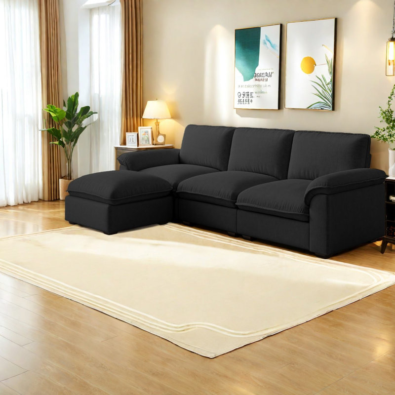 Canapé modulaire confortable en chenille noire pour la maison