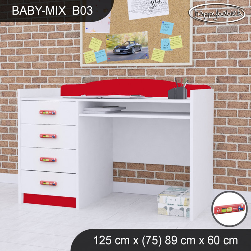 125cm Computer Desk, Red
