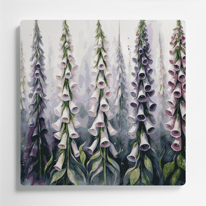 Art mural en métal Botanical Foxglove, H 12 po x l 12 po