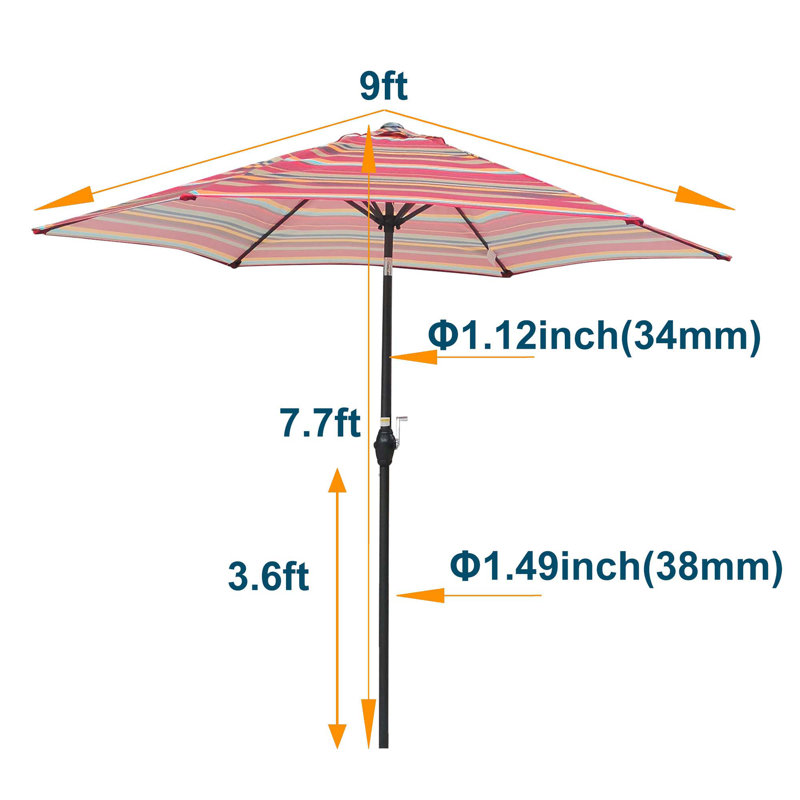 Rayures de parasol 9 pi, Rayures rouges