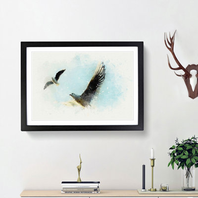 Pair of Flying Seagulls in Abstract - Picture Frame Graphic Art Print
