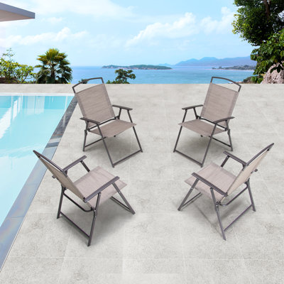 Spooner Patio Metal  Folding Outdoor Dining Armchair