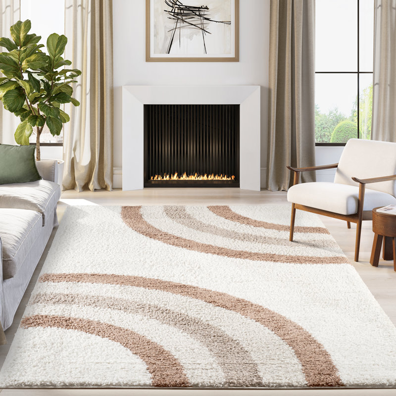 Tapis ivoire à poils longs Abani Rugs Natasha, Rectangle 7 pi 9 po x 10 pi 2 po