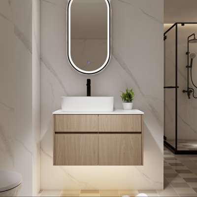 Ensemble de meuble-lavabo simple 32 "avec lavabo en céramique et portes à fermeture douce