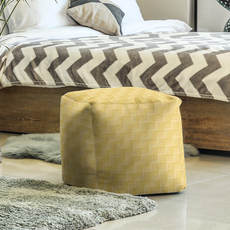 Repose-pieds cubique à rayures classic basketweave, Jaune