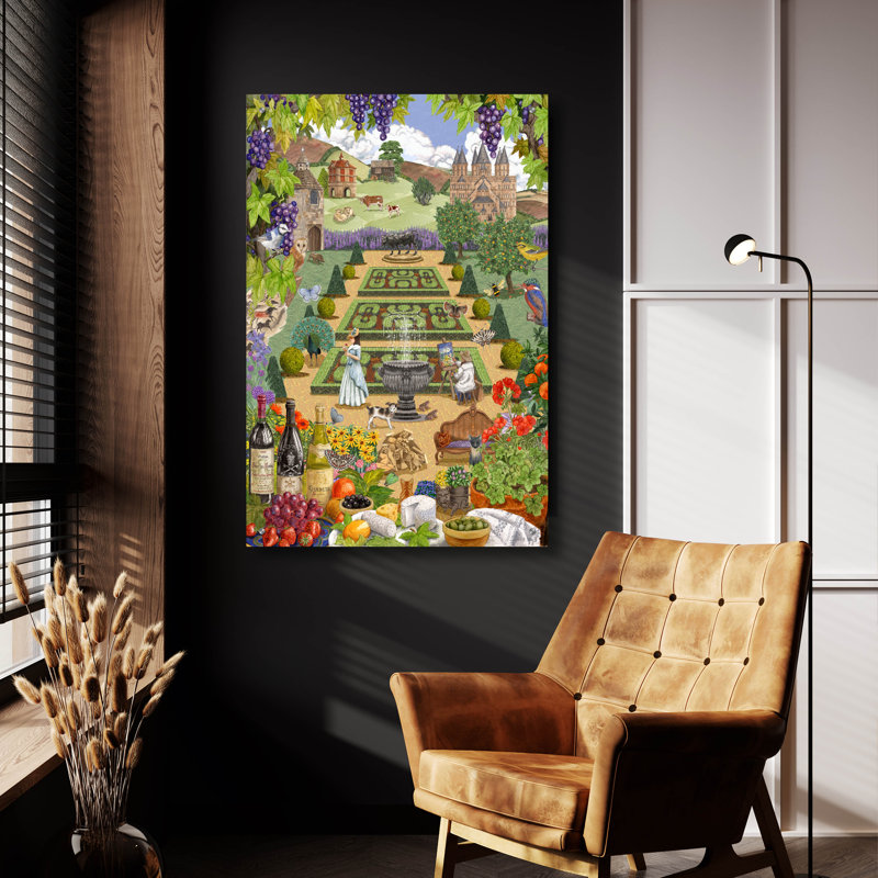Art mural en verre épique «French Garden» par Gale Pitt, 24 po x 36 po, H 36 po x l 24 po