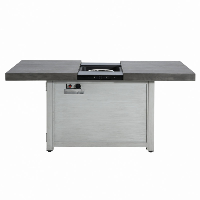 Extendable Rectangle Aluminum Alloy Fire Pit Table, 50,000Btu