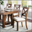 Ensemble de salle à manger brun 6 pièces avec table rectangulaire, banc et chaises d'appoint rembourrées beiges pour les cuisines transitionnelles