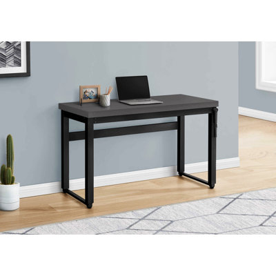 Bureau d'ordinateur, bureau personnel, debout, réglable, L 48 po, travail, ordinateur portable, stratifié, métal noir, contemporain, moderne