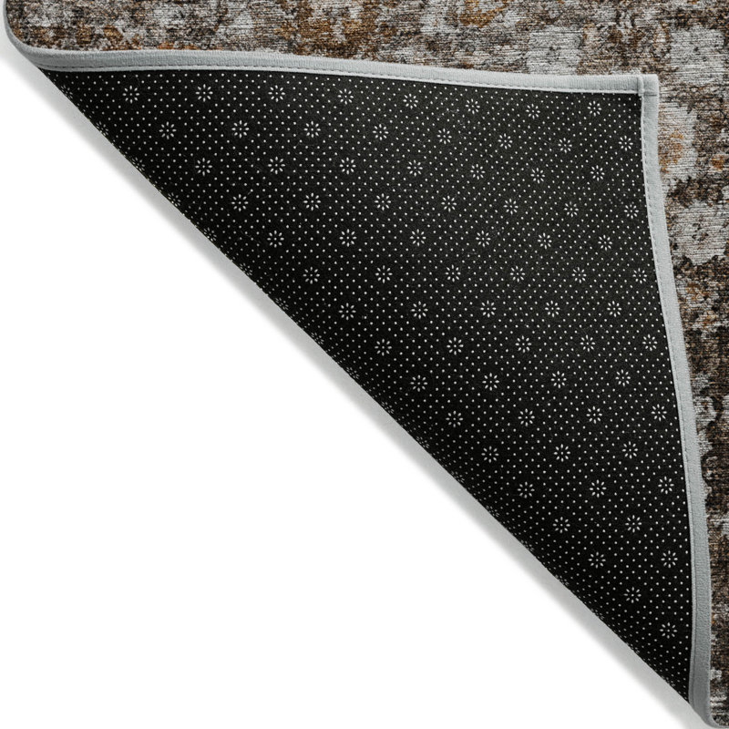 Tapis intérieur / extérieur brun lavable brun foncé et taupe 5 pi x 8 pi