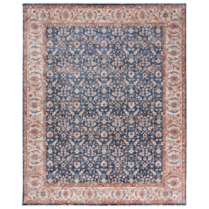 Tapis bleu marine / beige tissé à la machine Ralph Lauren Helena, Rectangle 7 pi 9 po x 10 pi