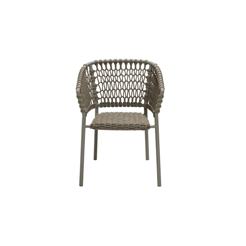 Ocean Wicker Patio Dining Armchair with Cushion, Taupe, Taupe