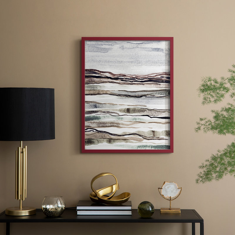 «Mute Earth Layers I», reproduction encadrée - bois massif, H 11 po x l 9 po, Rouge