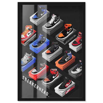 Sneakerhead Duo Color Collection Shadowbox Sneaker Wall Art by Art Remedy, Black Frame, 37 x 55
