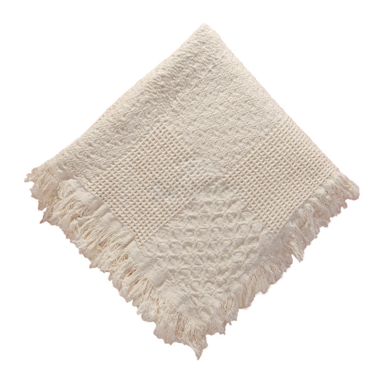 Textured Block Natural 2 Layer Cotton Throw Blanket
