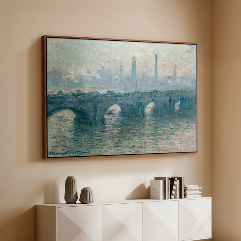 Waterloo Waterloo, Gray Weather, 1900 - Claude Monet, toile tendue avec châssis, Noyer, 26 x 40