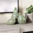 3 Piece Green Ceramic Partridge Statue Set