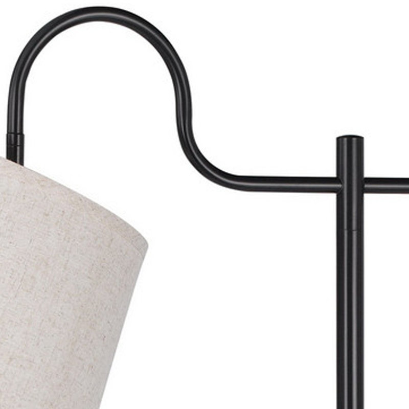 Lampe sur pied de forme traditionnelle 63 po en bronze réglable avec abat-jour carré gris