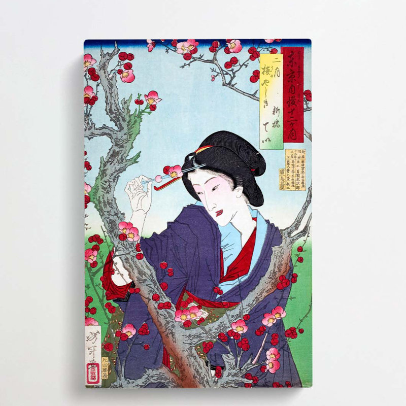 Woman By A Plum Tree by Tsukioka Yoshitoshi - Wrapped Canvas Print, 50cm H x 35cm W x 3cm D