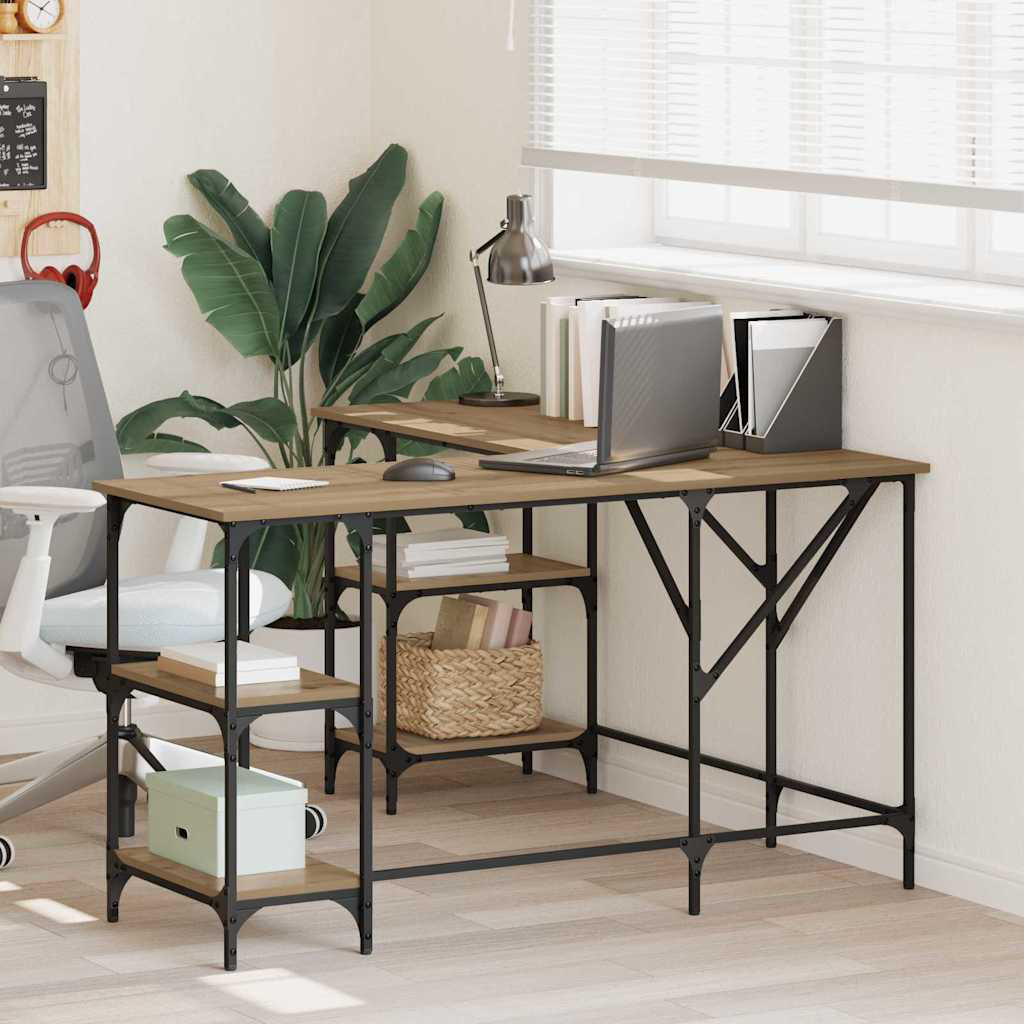 L-Shaped Metal Base Computer Desk