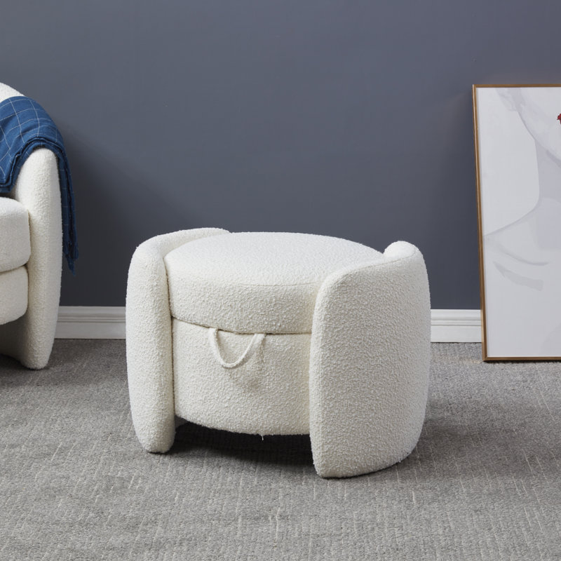 Samari Upholstered Ottoman, Ivory