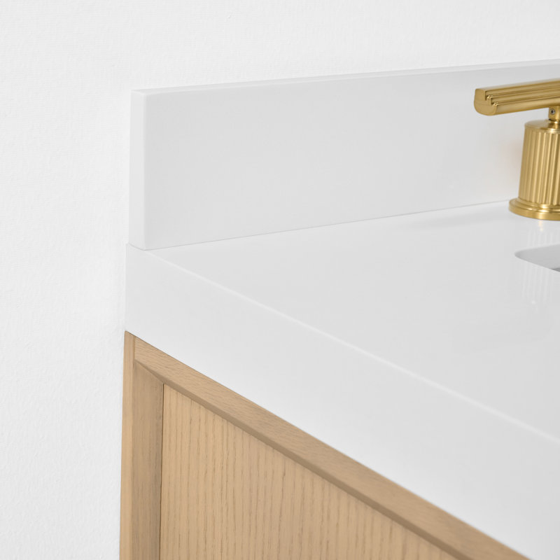 Momo 84" Freestanding Double Bathroom Vanity With White Quartz Vanity Top And White Undermount Basin, Oak, 84"