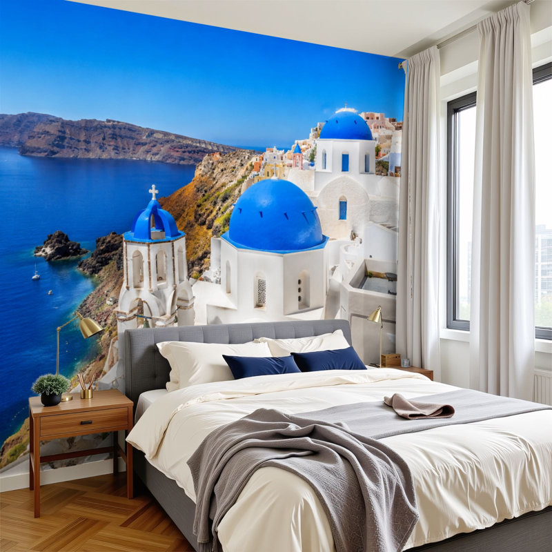 Papier peint adhésif auto-adhésif moderne pour la chambre à coucher avec églises L 69 po x l 96 po Peel and Stick