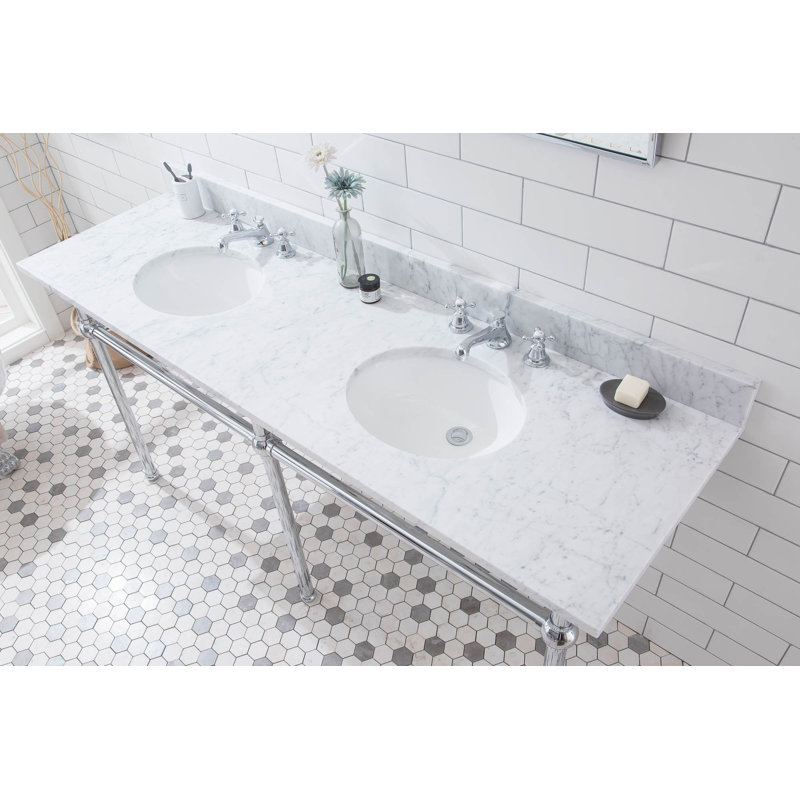 Embassy 33" Tall Stone Oval Console Bathroom Sink with Overflow, Chrome