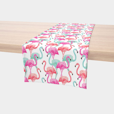 Table Runner, 100% Cotton, 16X108", Flamingo Beach